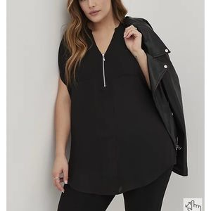 Torrid Black Zip Dolman Tunic Blouse, Size 1